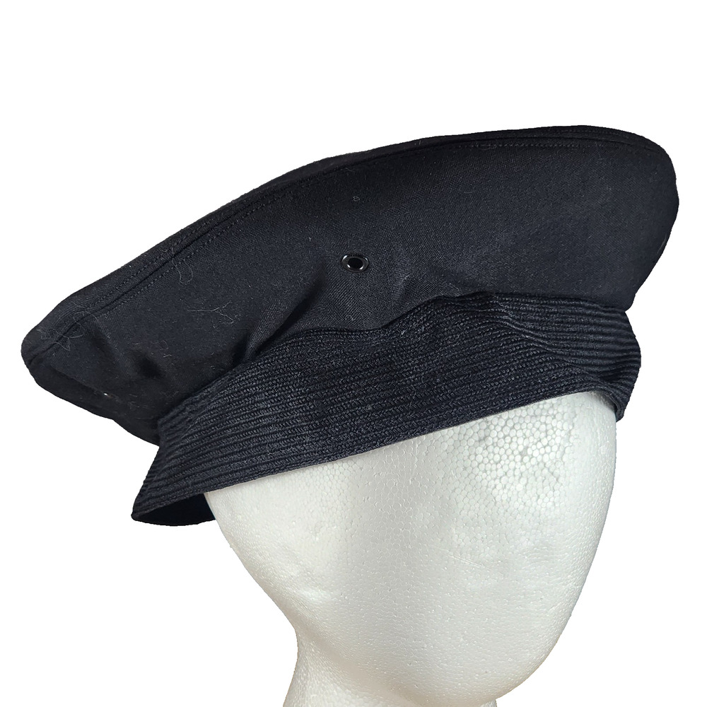 Art Caps Military Sailor Uniform Hat Cover 6-7/8 Black Dacron Wool